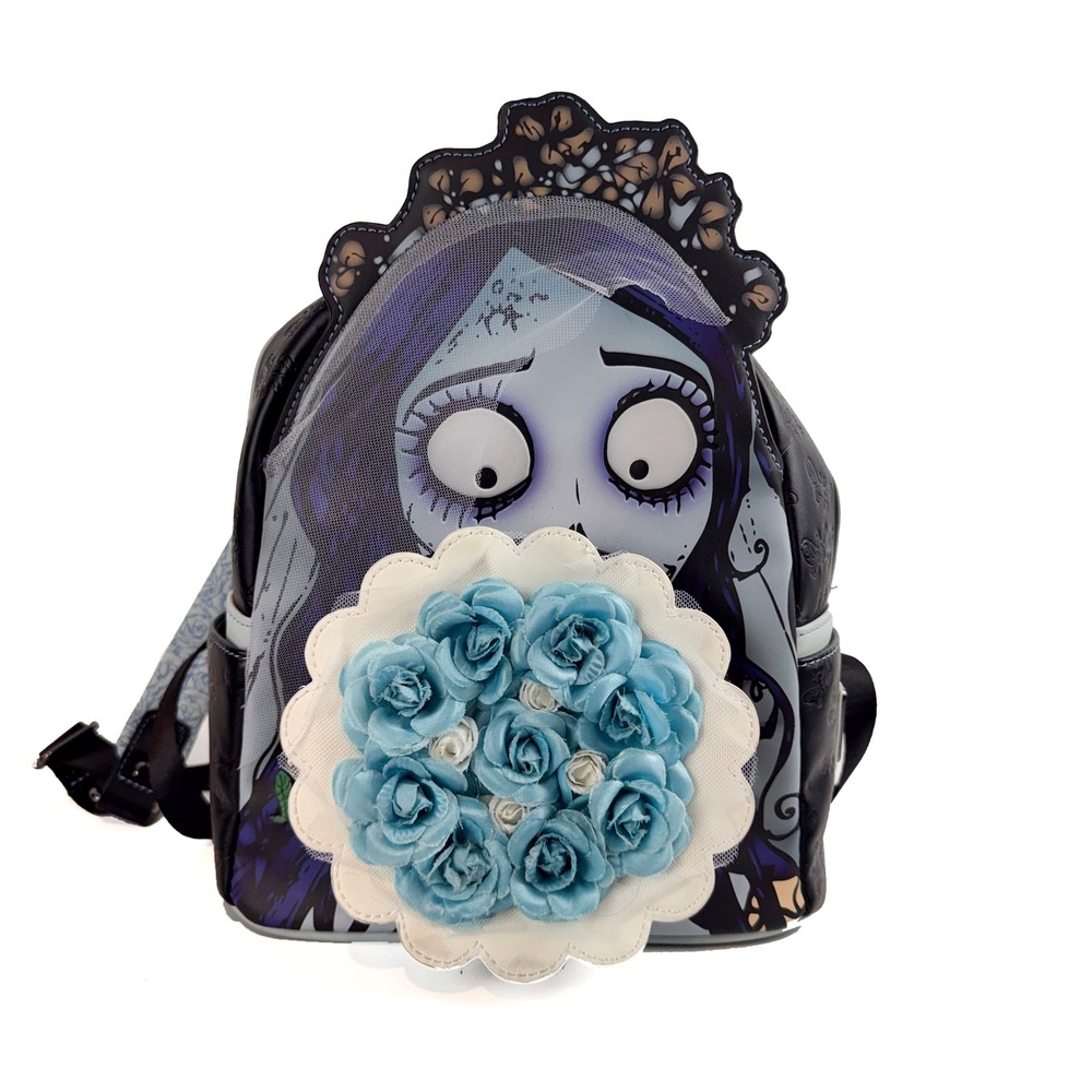 Loungefly Corpse Bride Emily Rose Bouquet Mini Backpack Tim Burton Black Blue